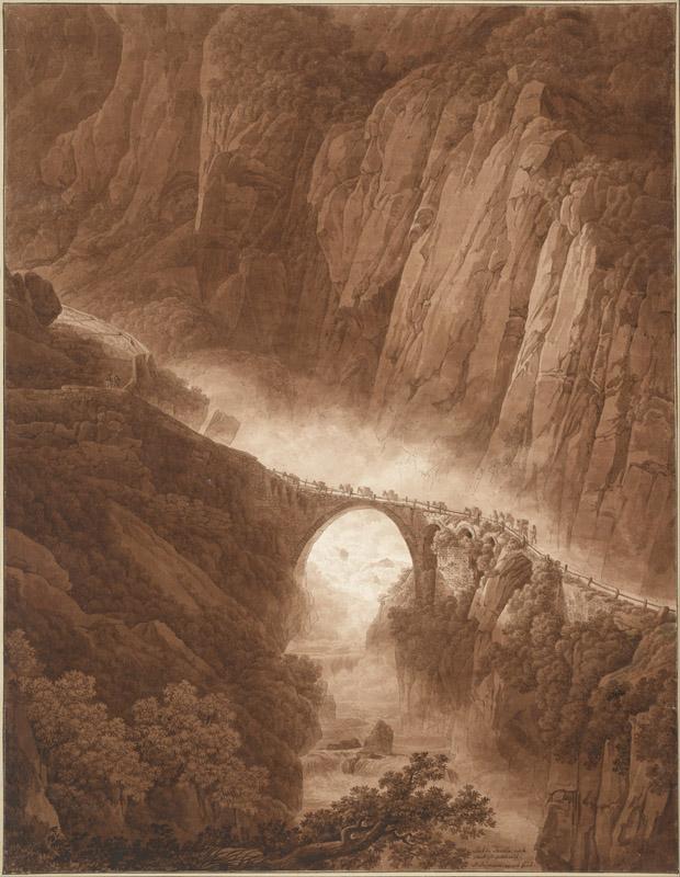 Peter Birmann (1758 - 1844) (Swiss)-The Devil Bridge in the Sch