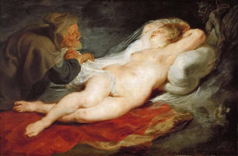Peter Paul Rubens -- Hermit and Sleeping Angelica