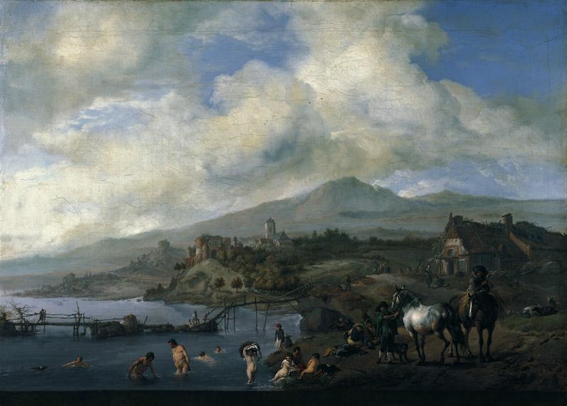 Philips Wouwerman - Landscape with Bathers, c. 1660