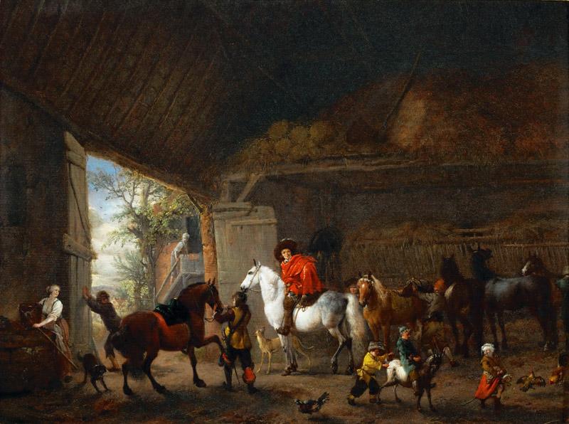 Philips Wouwerman -- Cavaliers leaving a stable