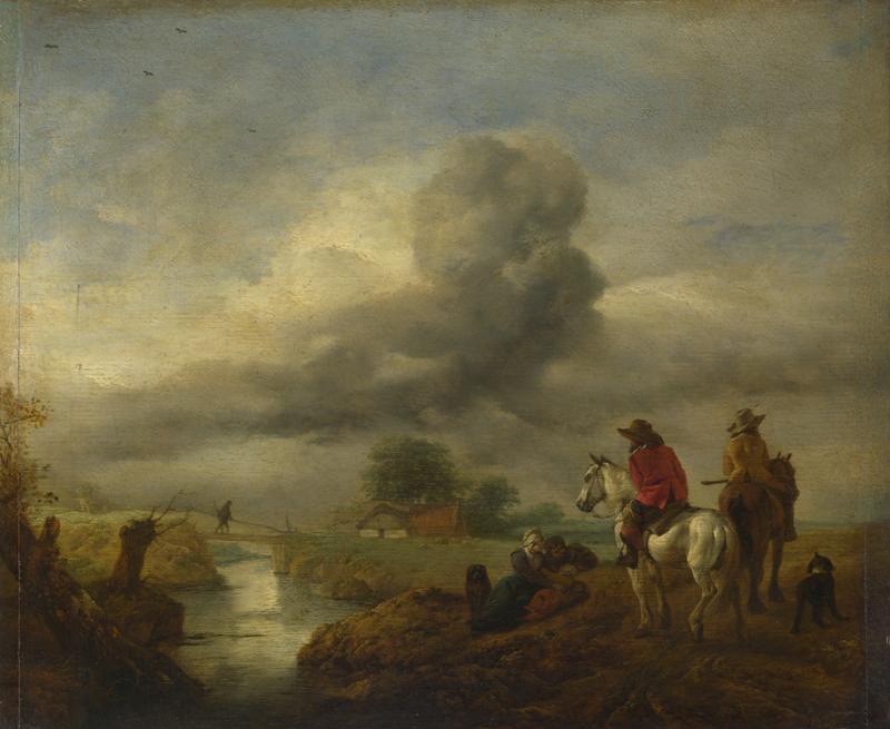 Philips Wouwermans - Two Vedettes on the Watch by a Stream