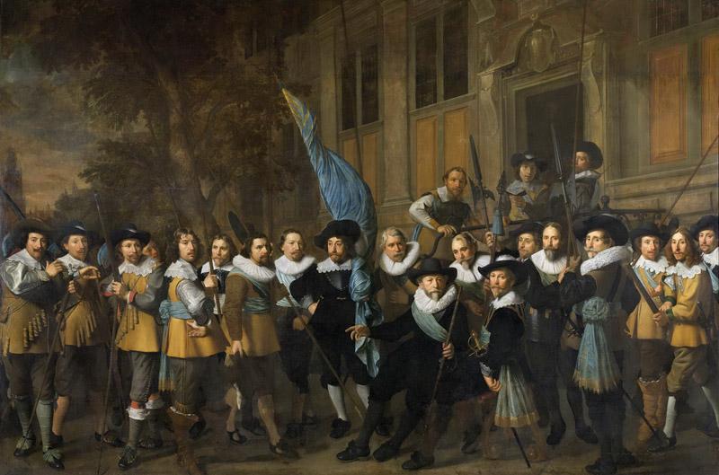 Pickenoy, Nicolaes Eliasz. -- Officieren en andere schutters van wijk IV in Amsterdam onder leiding van kapitein Jan Claesz van Vlooswijck en luitenant Gerrit Hudde, 1642