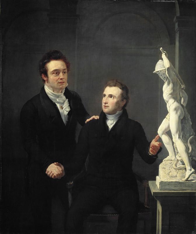 Pieneman, Jan Willem -- Louis Royer (1787-1868), beeldhouwer en Albertus Bernardus Roothaan (1793-1847)