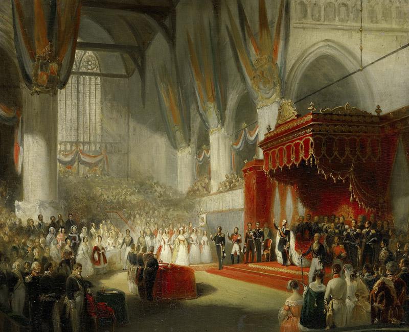 Pieneman, Nicolaas -- De inhuldiging van koning Willem II in de Nieuwe Kerk te Amsterdam, 28 november 1840