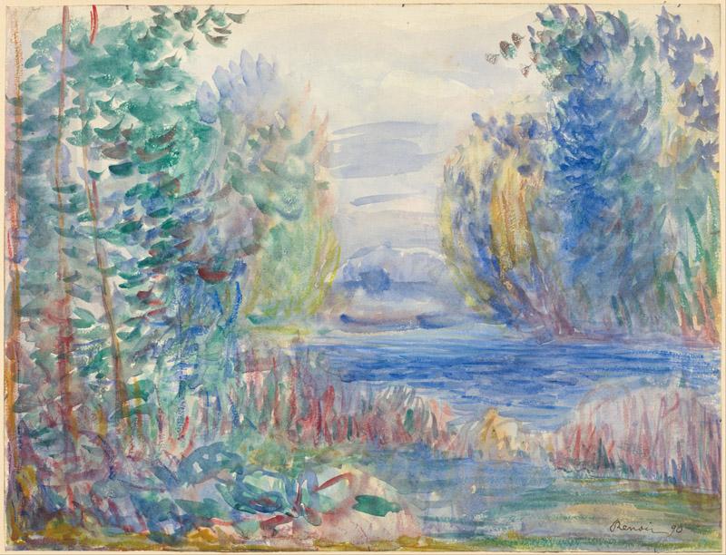 Pierre-Auguste Renoir (1841-1919)-River Landscape, 1890