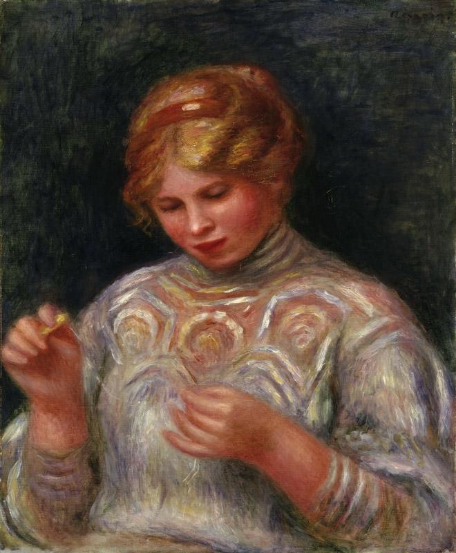 Pierre-Auguste Renoir, French, 1841-1919 -- Girl Tatting