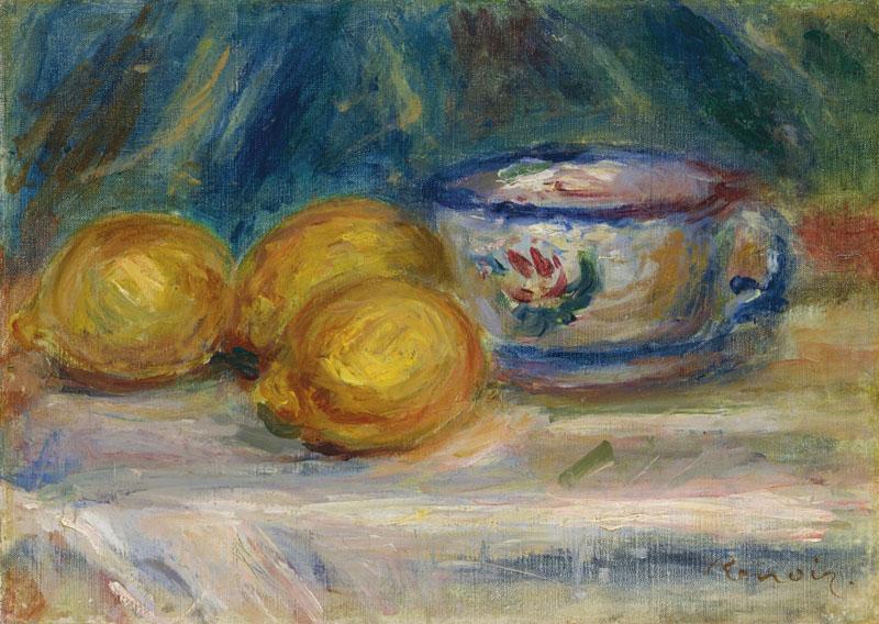 Pierre-Auguste Renoir-Nature morte, trois citrons et une tasse