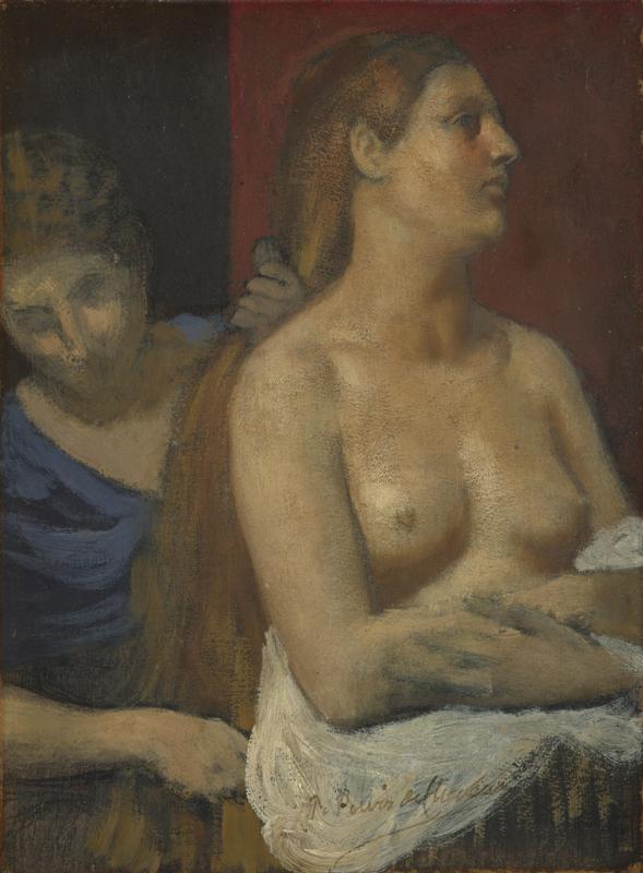 Pierre-Cecile Puvis de Chavannes - A Maid combing a Woman Hair