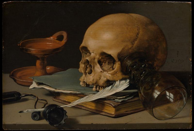 Pieter Claesz--Still Life with a Skull and a Writing Quill