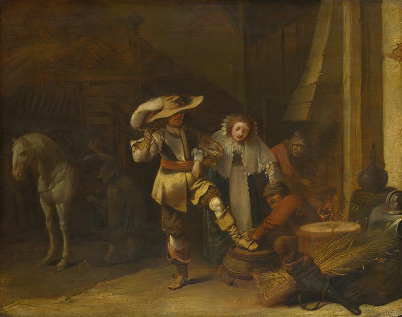Pieter Quast - A Man and a Woman in a Stableyard