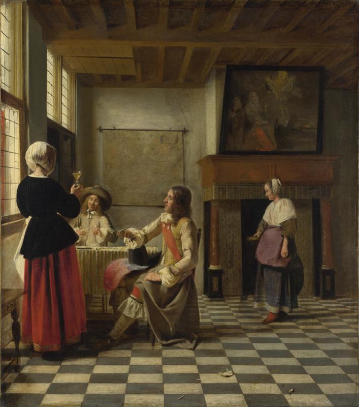 Pieter de Hooch - A Woman Drinking with Two Men