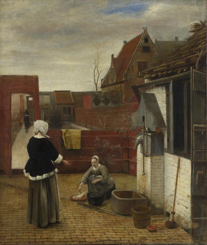 Pieter de Hooch - A Woman and her Maid in a Courtyard