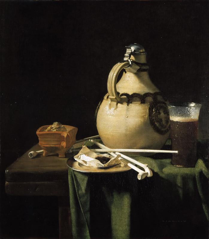 Pieter van Anraadt - Still Life with Earthenware Jug and Clay Pipes