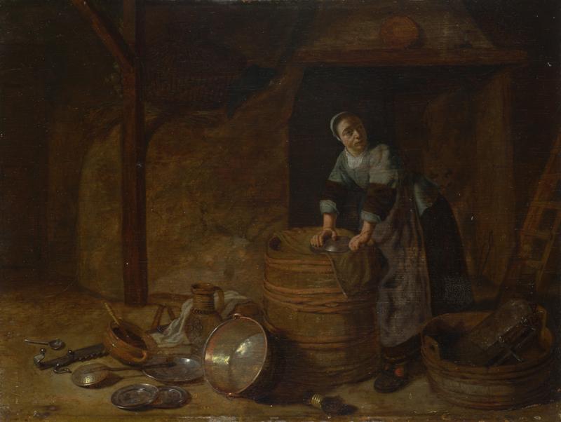 Pieter van den Bosch - A Woman scouring a Pot
