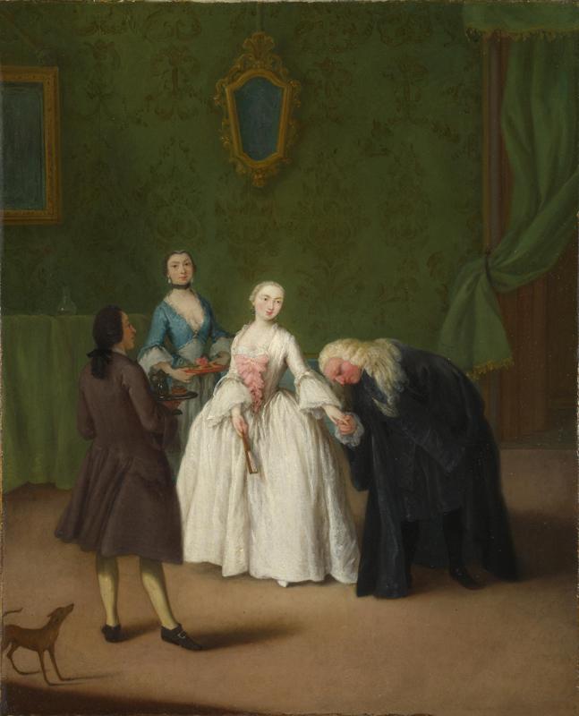 Pietro Longhi - A Nobleman kissing a Lady Hand