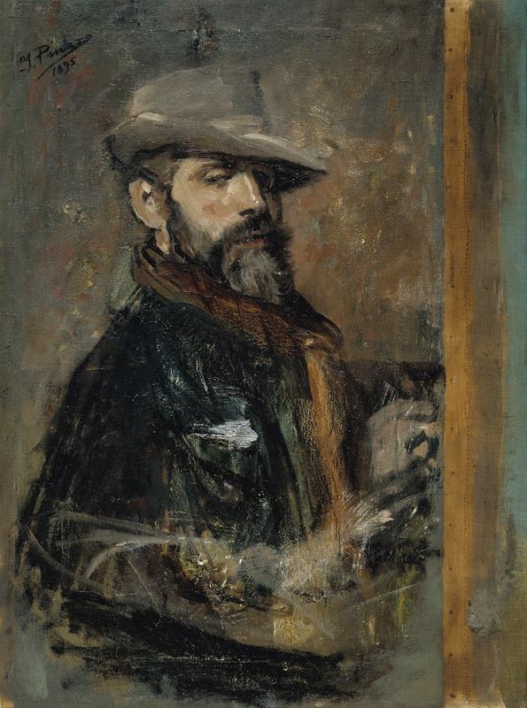 Pinazo Camarlench, Ignacio-Autorretrato pintando, o Joven con sombrero