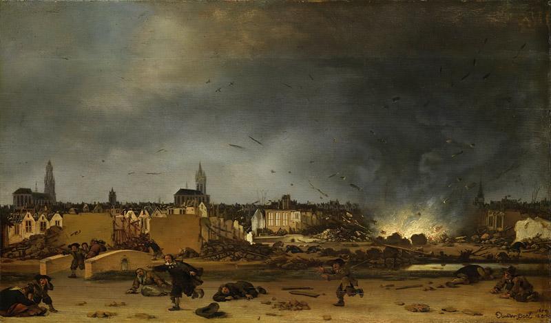 Poel, Egbert Lievensz. van der -- Het springen van de kruittoren in Delft, 12 oktober 1654
