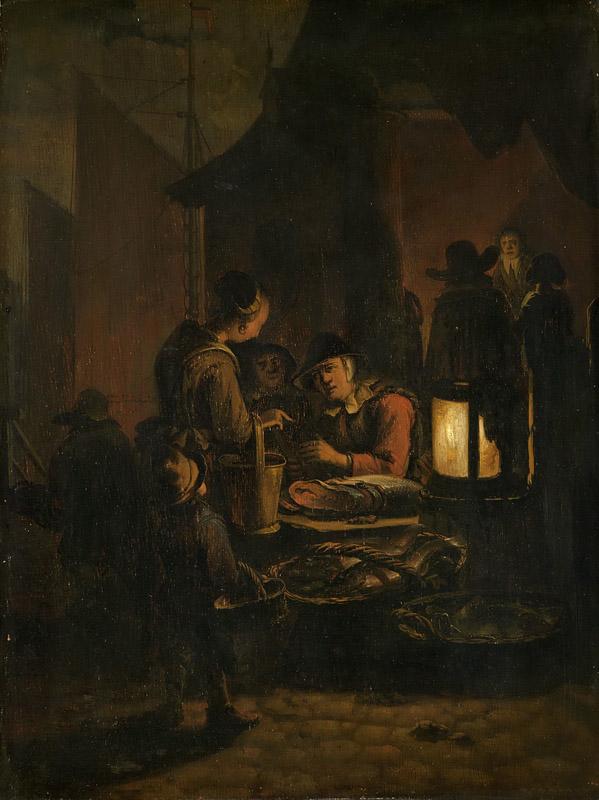 Poel, Egbert Lievensz. van der -- Vismarkt bij avond, 1640 - 1664