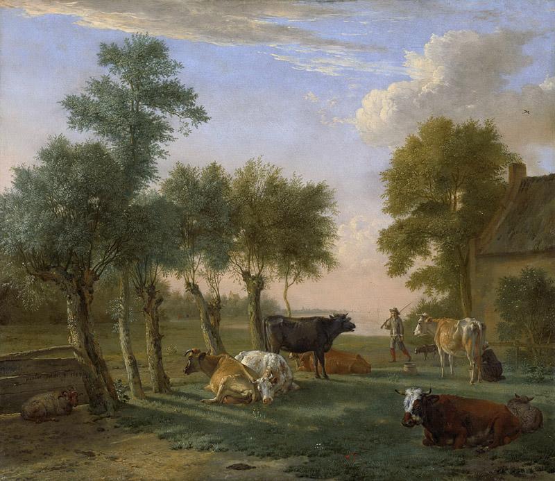 Potter, Paulus -- Koeien in de weide bij een boerderij, 1653