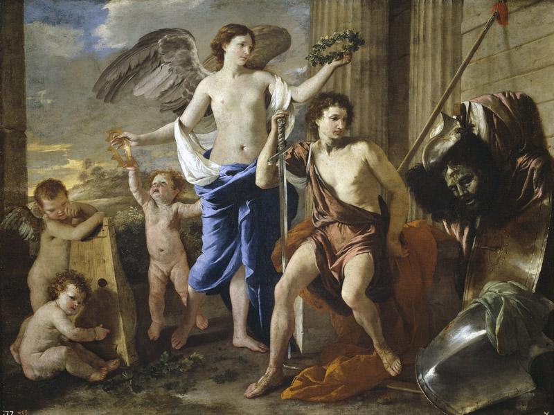 Poussin, Nicolas-El triunfo de David-100 cm x 130 cm