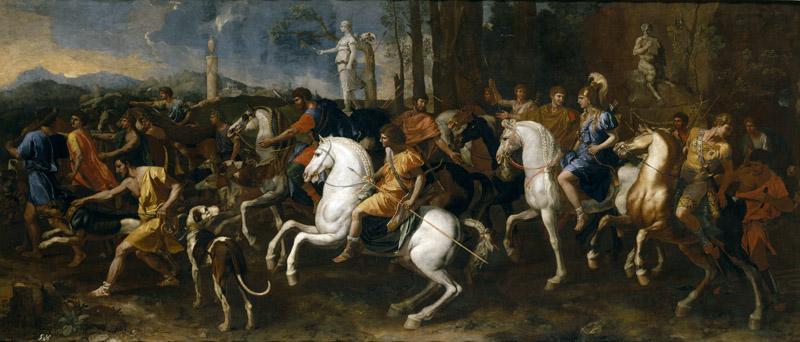 Poussin, Nicolas-La caza de Atalanta y Meleagro-160 cm x 360 cm