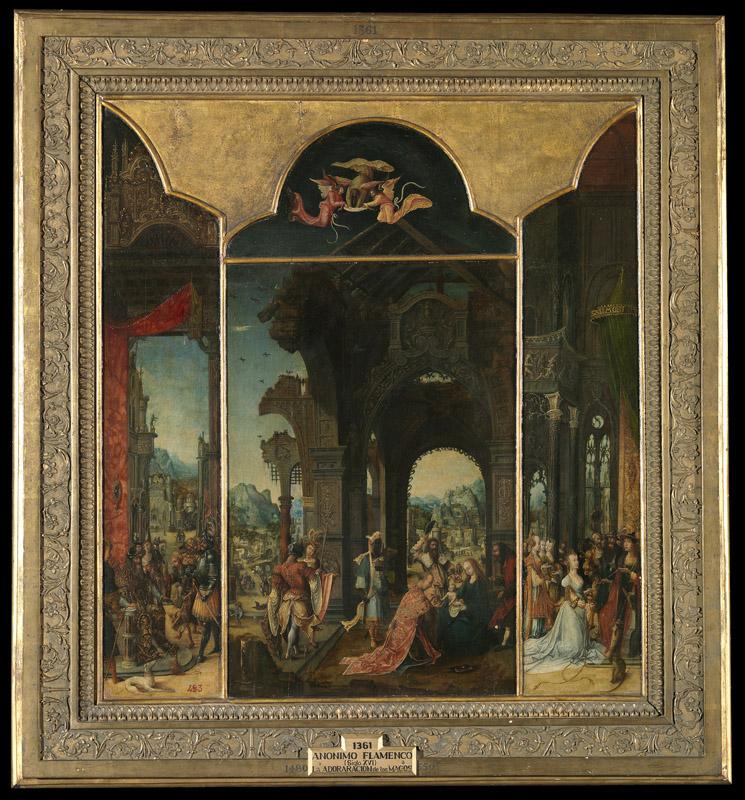 Pseudo-Blesius-Adoracion de los Reyes Magos (triptico)-58 cm x 54 cm