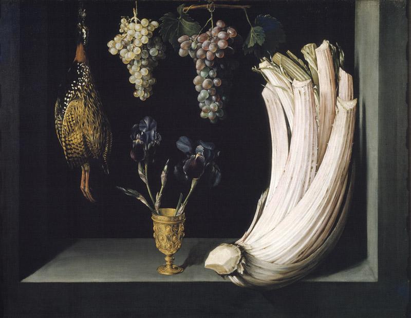 Ramirez, Felipe-Bodegon con cardo, francolin, uvas y lirios-71 cm x 92 cm