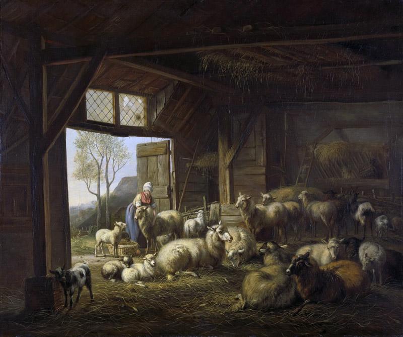 Ravenswaay, Jan van -- Schapen en geiten in de stal, 1821
