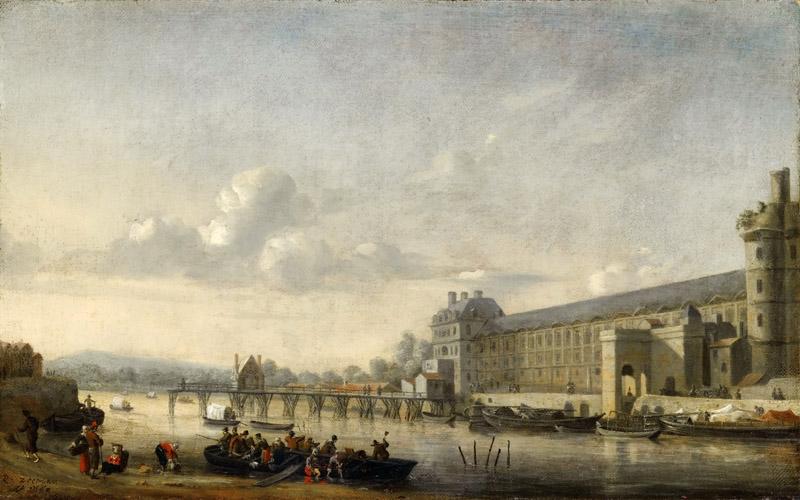 Reinier Nooms -- View of the Seine with the south facade of the Grand Gallery