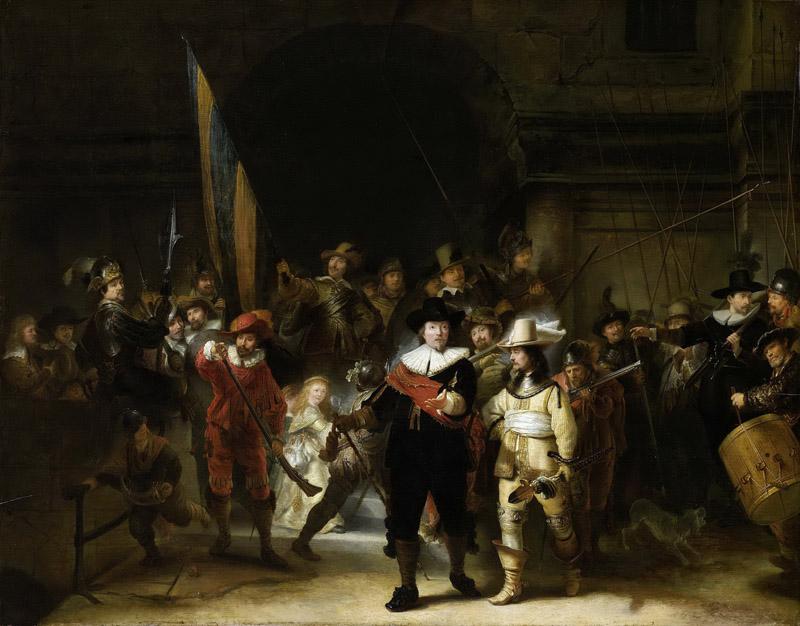 Rembrandt Harmensz. van Rijn -- Officieren en andere schutters van wijk II in Amsterdam onder leiding van kapitein Frans Banninck Cocq en luitenant Willem van Ruytenburch, 1642-1683