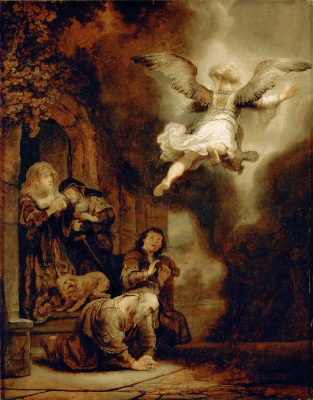 Rembrandt van Rijn -- Archangel Raphael Leaving the Family of Tobit