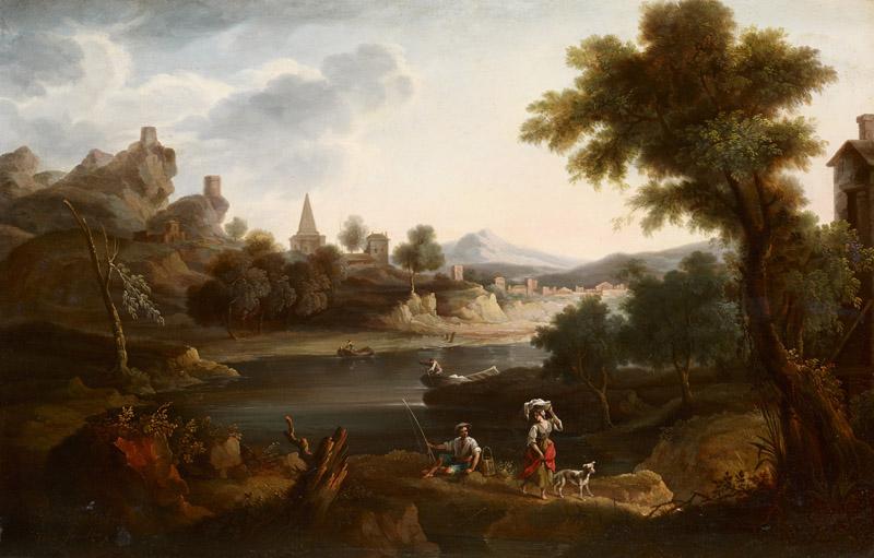 River Landscape with Washerwoman and Fisherman