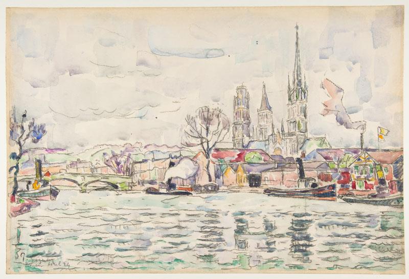 River scene- Rouen-Paul Signac (French, Paris 1863-1935 Paris)