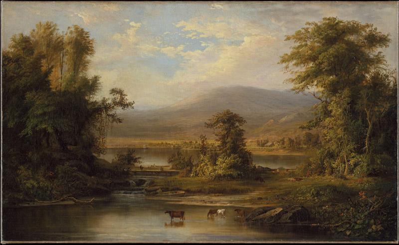 Robert S. Duncanson--Landscape with Cows Watering in a Stream