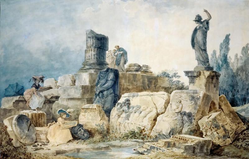 Robert, Hubert -- Two young women drawing the ruins of Rome