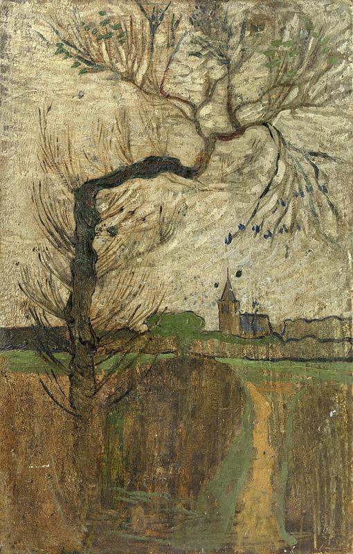 Roland Holst, Richard -- Voetpad met wilg en dorpje aan de horizon (1891)