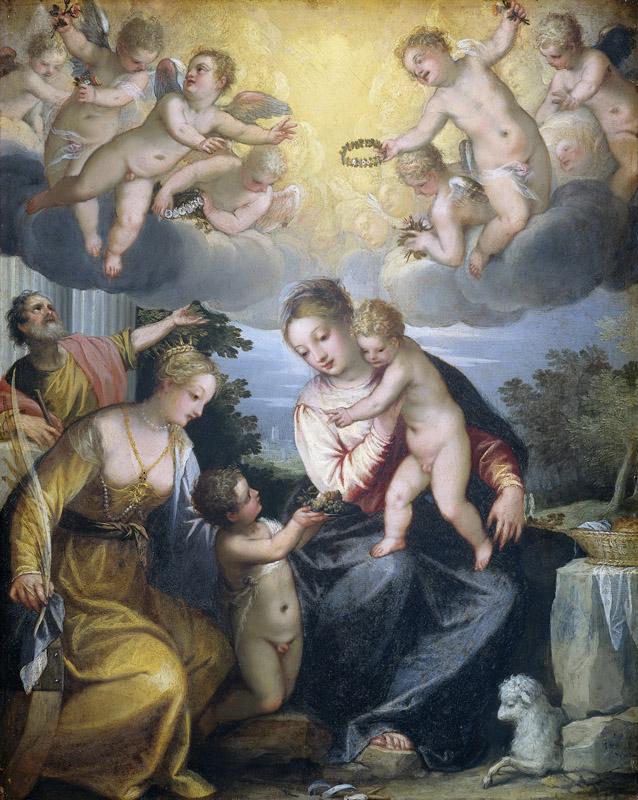 Rottenhammer, Hans (I) -- Maria met kind, de kleine Johannes en de heilige Catharina, 1604