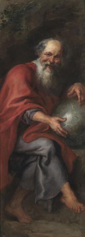 Rubens, Pedro Pablo (Taller de)-Democrito, el filosofo que rie-180,5 cm x 66 cm