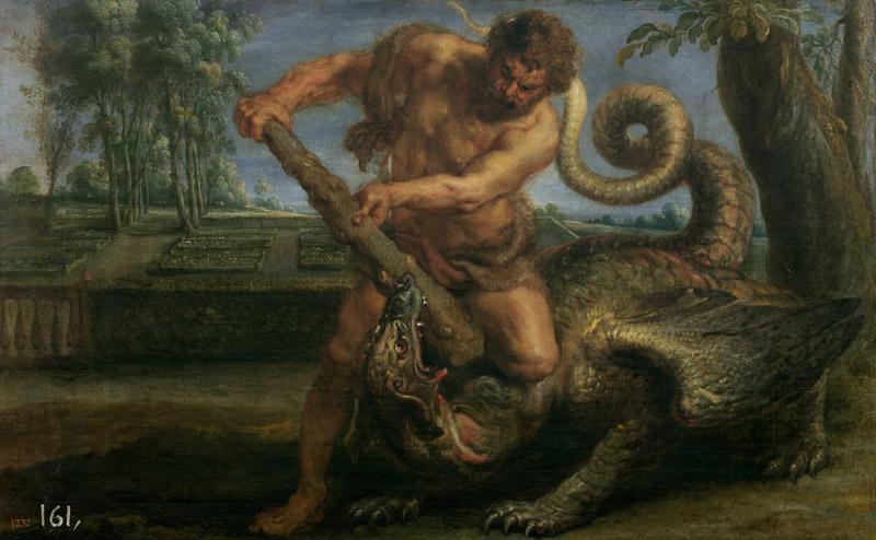 Rubens, Pedro Pablo (y taller)-Hercules matando al dragon del jardin