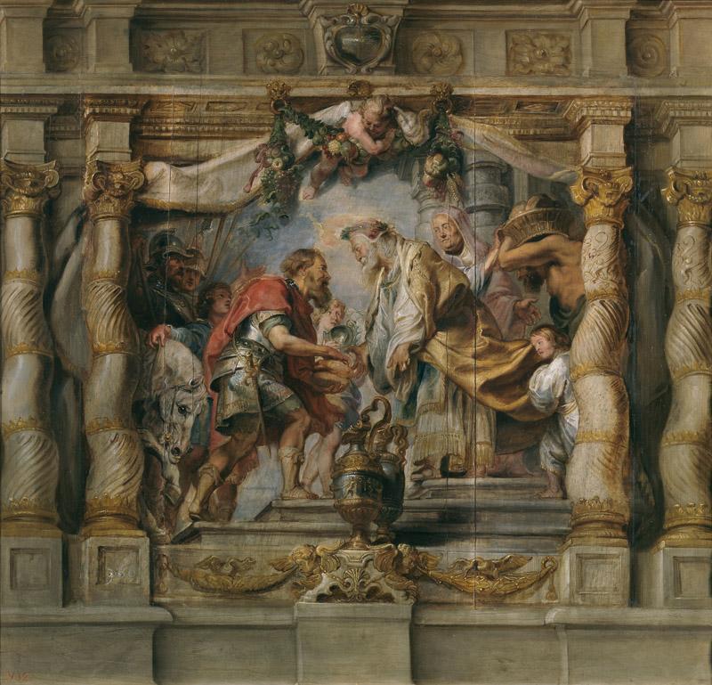 Rubens, Pedro Pablo-Abraham ofrece el diezmo a Melquisedec-87 cm x 91,5 cm