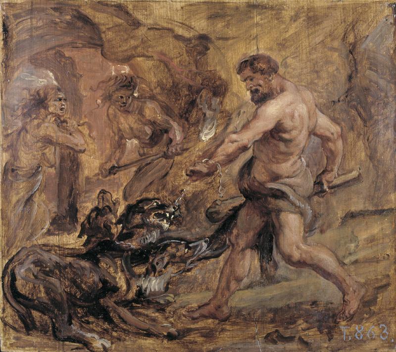 Rubens, Pedro Pablo-Hercules y el Cancerbero-28 cm x 31,6 cm