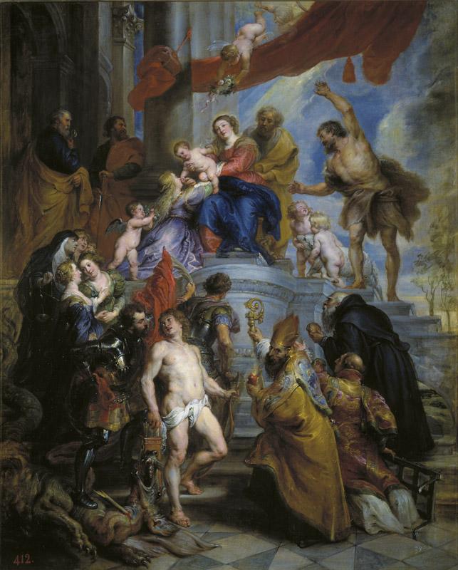 Rubens, Pedro Pablo-La Sagrada Familia rodeada de santos-79,5 cm x 64 cm
