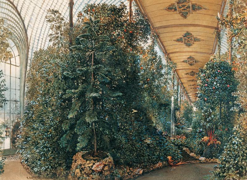 Rudolf von Alt - Interior View of the Palm House at Schloss Eisgrub, 1842