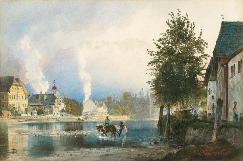 Rudolf von Alt - On the Traun near the Saltworks in Bad Ischl, 1842