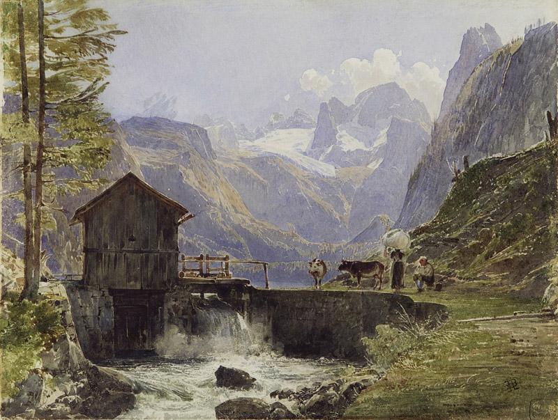 Rudolf von Alt - The Dachstein from Lake Gosau, 1838