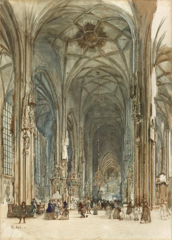 Rudolf von Alt - The Interior of St Stephen Cathedral in Vienna, 1870