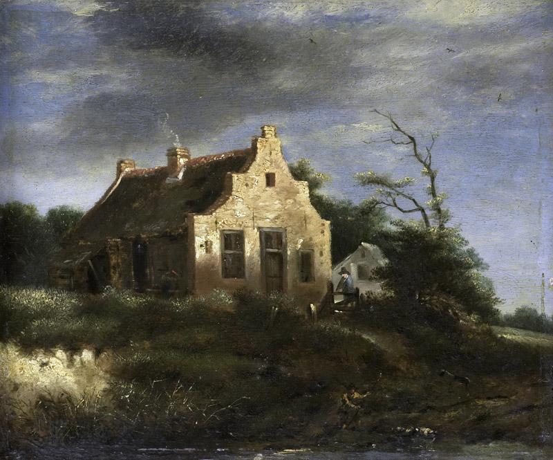 Ruisdael, Jacob Isaacksz. van -- Boerenhuis in bosachtig duinlandschap, 1650-1750