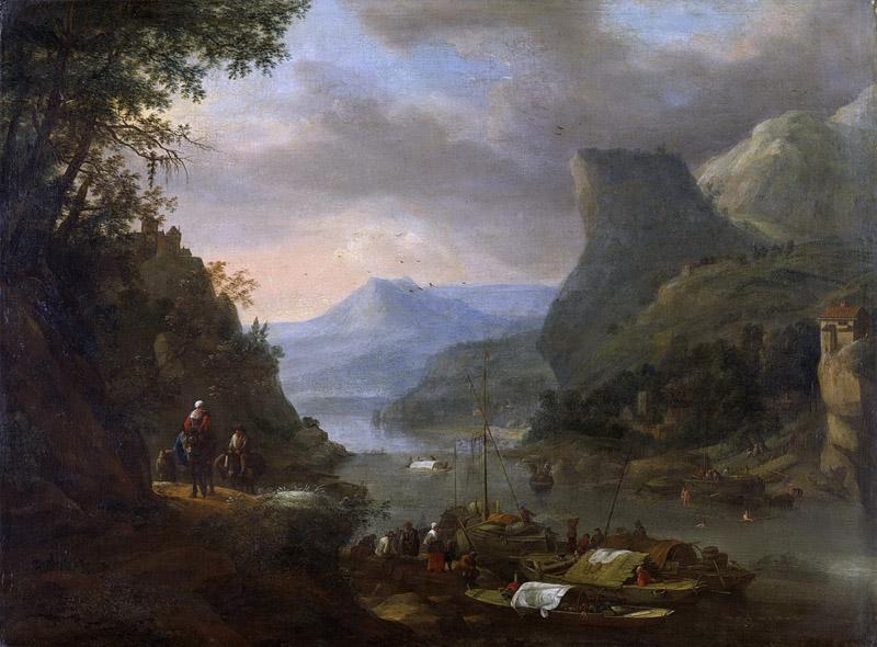 Saftleven, Herman -- Riviergezicht in een bergachtige streek, 1655-1685
