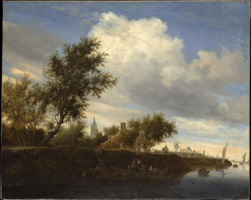 Salomon van Ruysdael--Ferry near Gorinchem