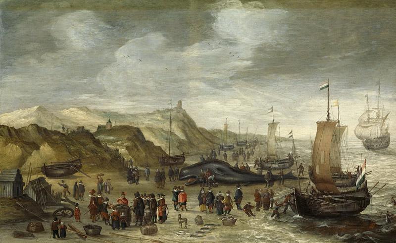Savery, Hans (I) -- Een aangespoelde potvis op het strand bij Noordwijk, 28 december 1614